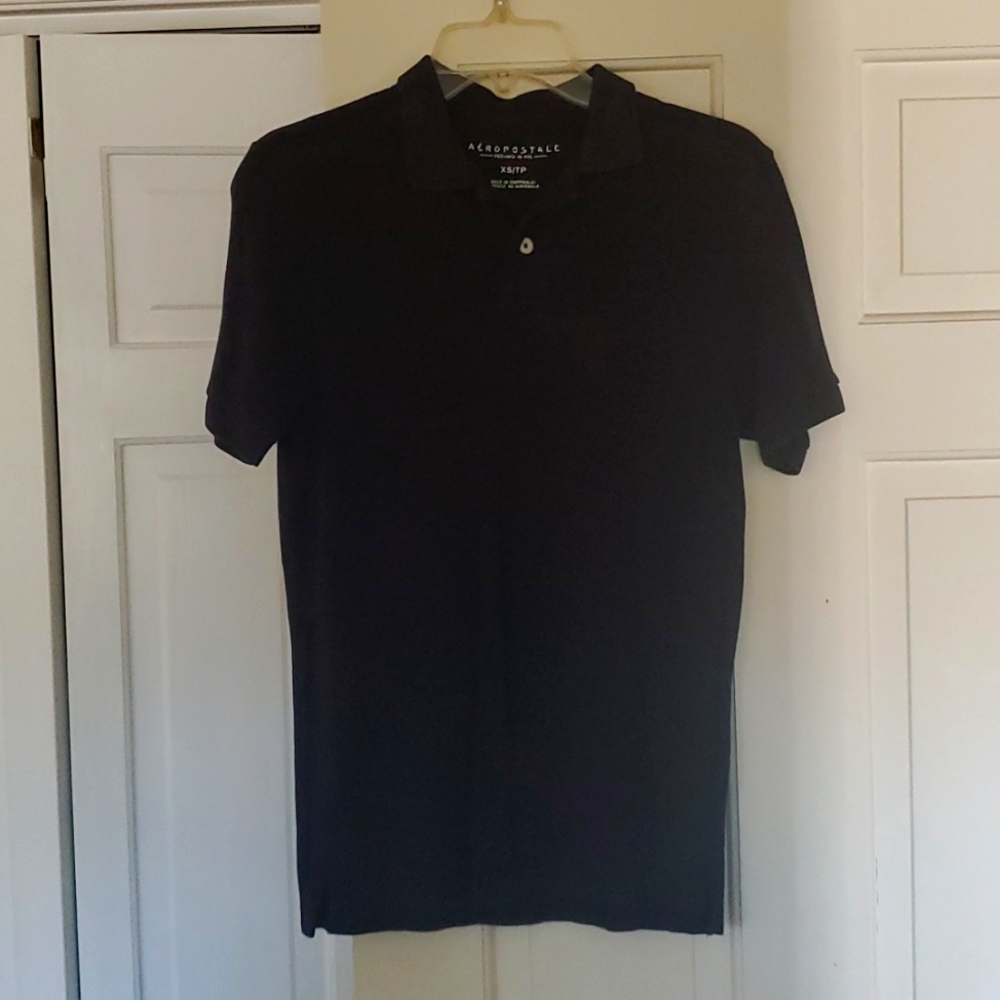 Black knit polo style shirt